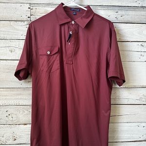 Peter Millar Crown Crafted Polka Dot Performance Polo Shirt - Medium - Burgundy